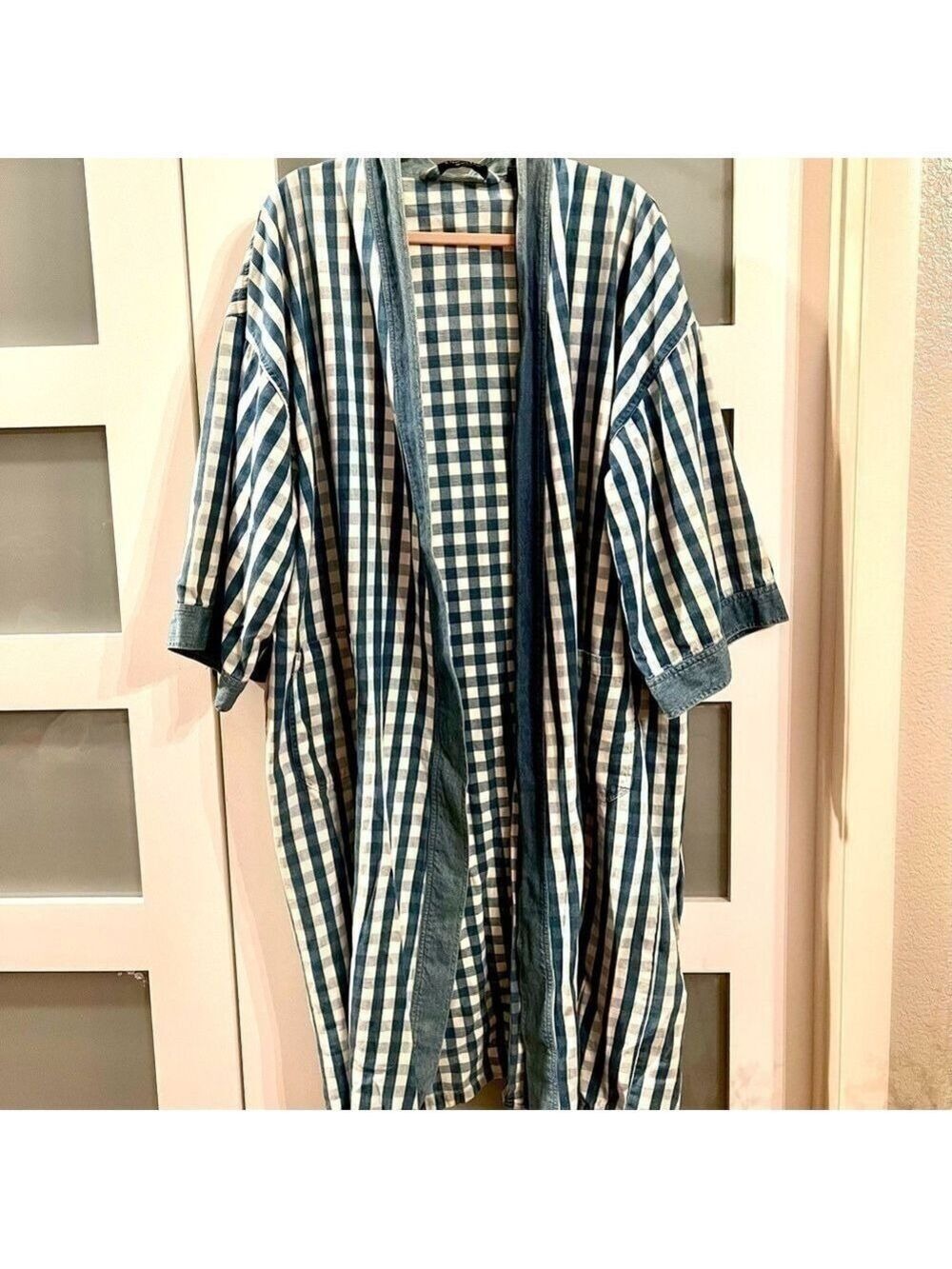 𝅺christian DIOR MONSIEUR vintage men’s stripped cotton denim robe. Size OS
